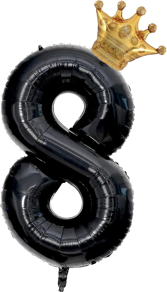 Black 8 Balloon Number, 40 inch Big 8th Birthday Balloon by Unknown