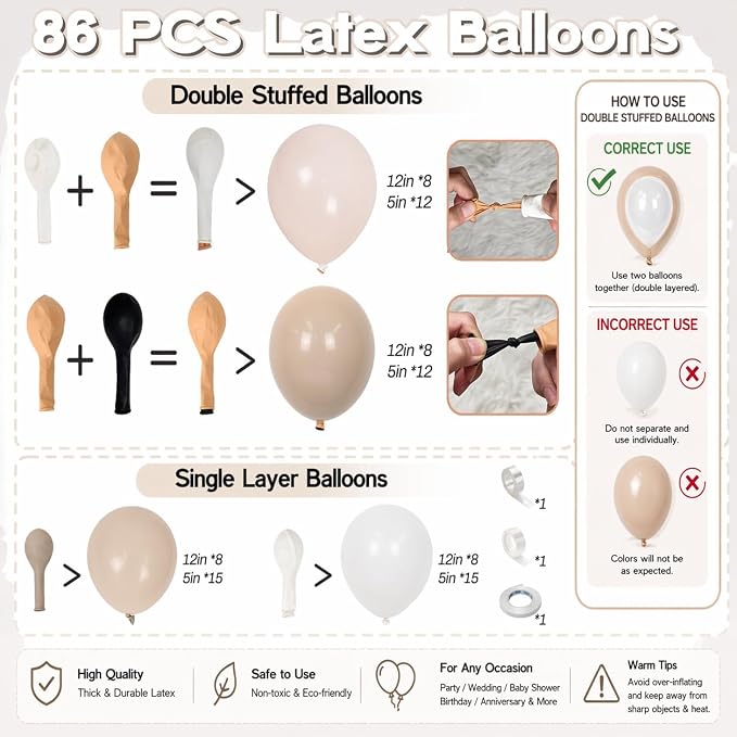 Neutral Balloons Arch Kit, Cream Peach Boho Balloons Garland - Image 2