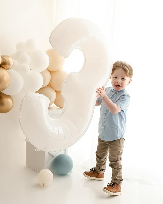 White Number 3 Balloon 40 Inch - Image 3