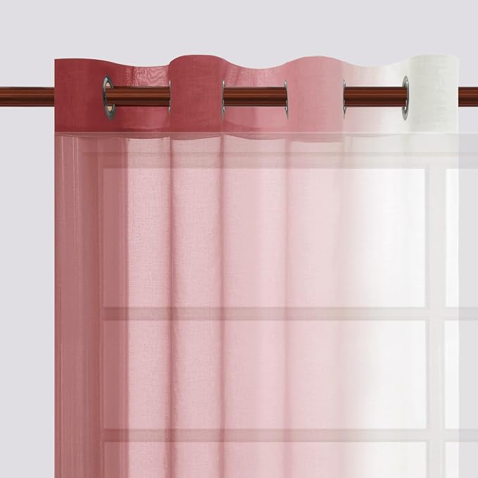 DWCN Faux Linen Ombre Sheer Curtains - Image 2