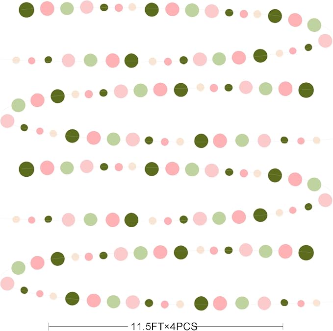 Sage Green and Dusty Pink Polka Dots Garlands Olive Green Dusty Rose Beige - Image 2