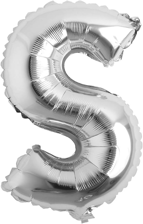 16" inch Single Silver Alphabet Letter number Balloons Aluminum Hanging Foil by REIANS