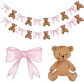 2 Pcs Pink We Can Bearly Wait Banner 6.56 ft Bear Theme Baby Shower Decorations by Tinlade