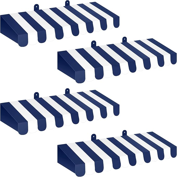 Boao 4 Pack Circus Awning Decoration 3D Navy Blue and White Stripe Cardboard by Boao