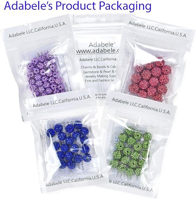 25pcs Adabele Grade A Suncatcher Crystal Rhinestone Pave Loose Beads 10mm Aquamarine Blue Polymer Clay Disco Ball Spacers Compatible with Shamballa All Craft Jewelry Making DB10-10