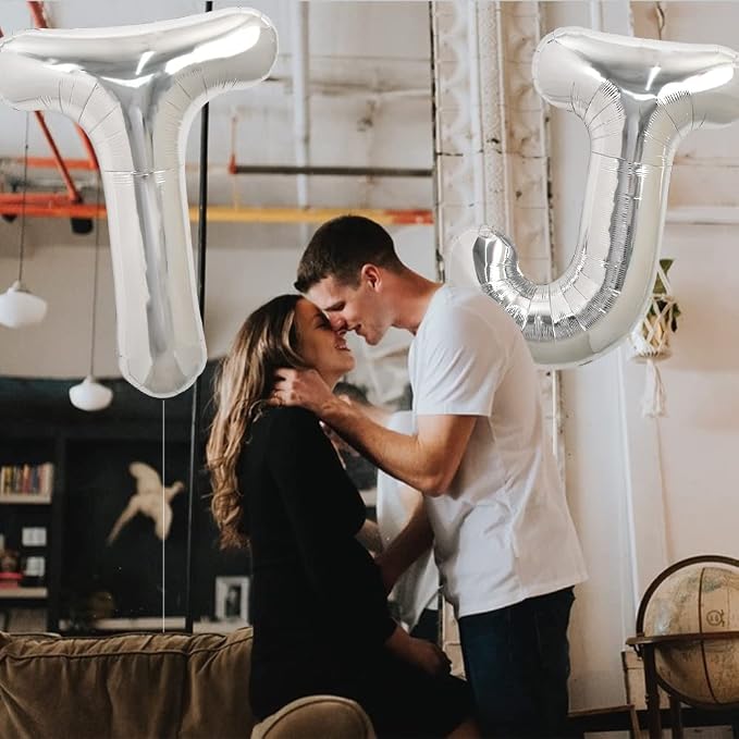 TONIFUL 40 Inch Large Silver Letter T Foil Balloons Alphabet Balloons | Giant - Image 5