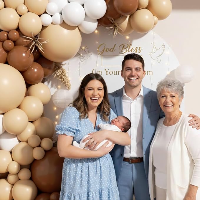 Neutral Balloon Garland Arch Kit 166Pcs, Boho Brown White Nude Balloon Arch - Image 4