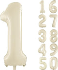40 inch Cream White Number Balloon Giant Foil Helium Balloons Beige Number 1 by Yeodong