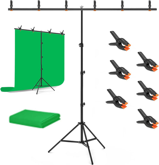 Green Screen Backdrop with Stand Kit, 6.5 X 10 Ft Green Screen, 6.5 X 6.5 Ft Backdrop Stand with Carrying Bag and 6 Clamps for Photography Studio,Streaming, Video conferences, Interviews, Chromakery