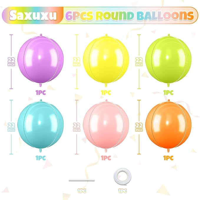 22 Inch Colorful Balloons 4D, Giant Round Ball Balloons - Image 2
