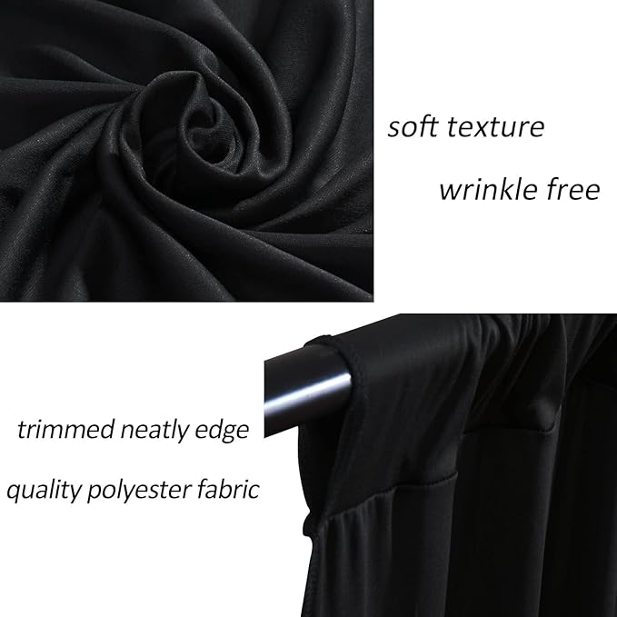 AK TRADING CO. 10 feet x 10 feet IFR Polyester Backdrop Drapes Curtains Panels with Rod Pockets - Wedding Ceremony Party Home Window Decorations - Black