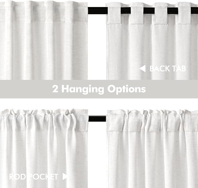 MIULEE Bleached Linen Kitchen Curtains 24 Inches Length 2 Panels Farmhouse | - Image 5