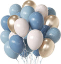 Dusty Blue and Gold Party Balloons by Unknown
