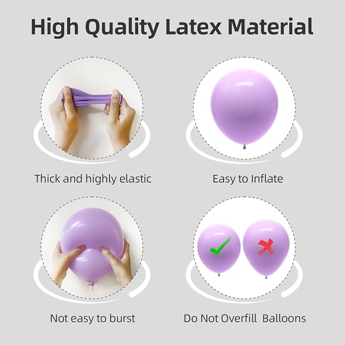 Pastel Purple Balloons Different Sizes 135pcs 18 12 10 5 Inch Light Purple - Image 3