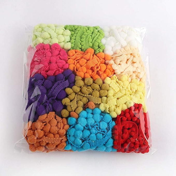 24yards Pom Pom Trim Random 0.39 to 0.59inch Ball Fringe Garland Ribbon Sewing - Image 6