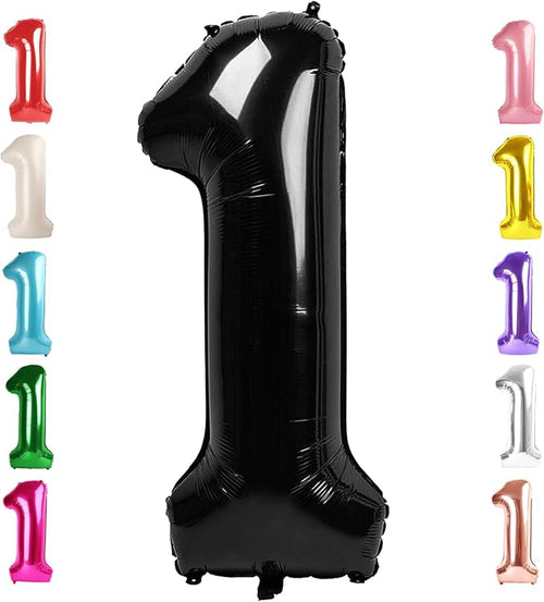 1 Balloon Numbers Birthday Decorations, 40In Black Balloons by Mluchee