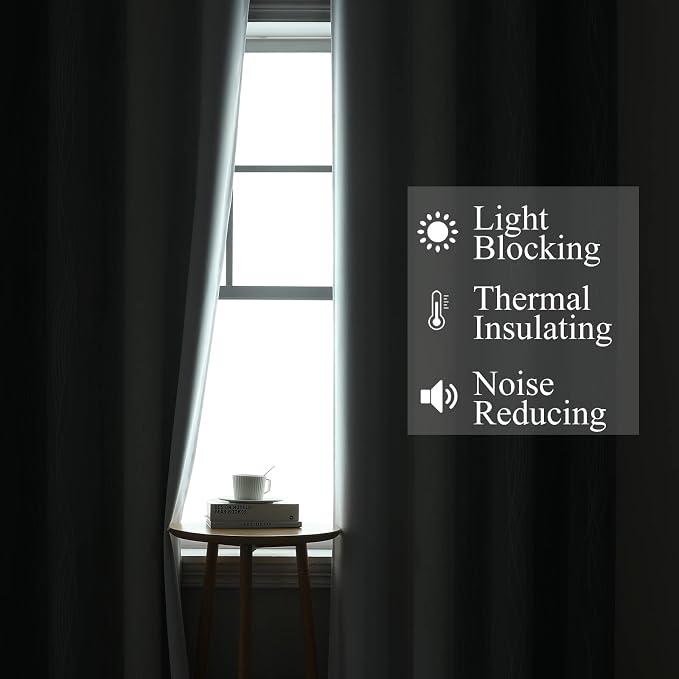 Grey and Grayish White Blackout Curtains 108 Inches Long, Thermal Insulated - Image 3