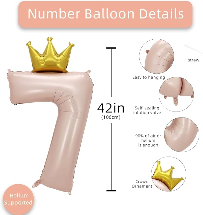 AULE 40 Inch Big Pink 7 Balloon Number - Image 2