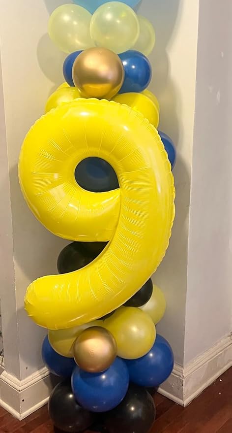 9 Balloon Numbers Birthday Decorations, 40In Yellow Balloons - Image 2