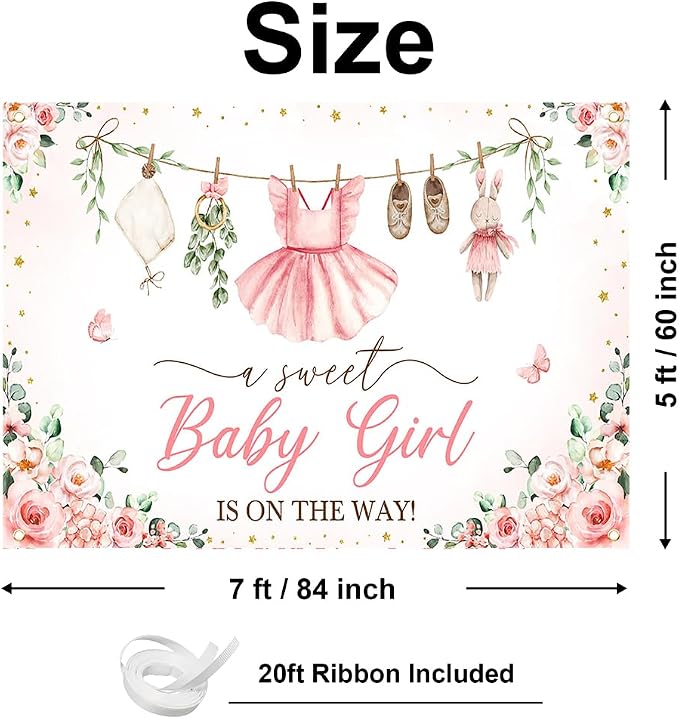 Mocsicka Baby Shower Backdrop Banner Cute Clothes Baby Shower Background a - Image 4