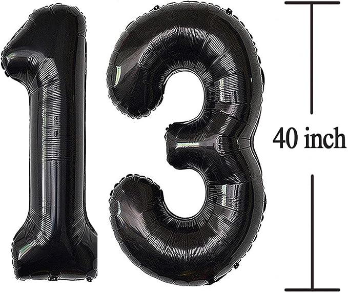 Jonhamwelbor 13 Balloon Numbers Black Big Giant Jumbo Big Large 13 or 31 Foil - Image 2