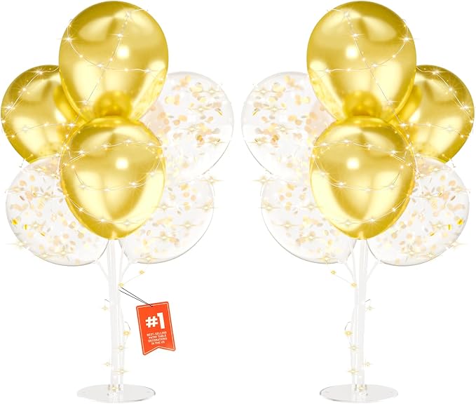 2Set Gold Balloons Stand, Baby Shower, Anniversary Table Party by MYZSBRDM