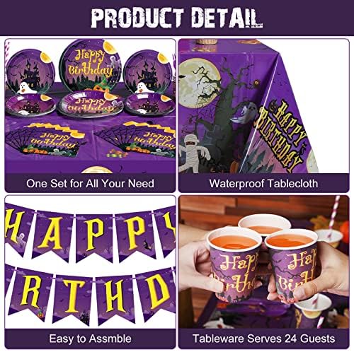 Pajean 195 Pcs Halloween Birthday Party Set, Serve 24 Guest - Image 4