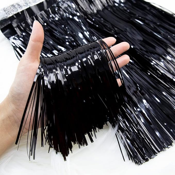Premium Black Fringe Tinsel Garland - Image 2