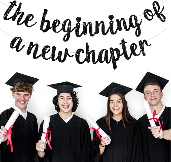 BEISHIDA Black Pre-Strung Glitter The Beginning of A New Chapter Banner | - Image 5
