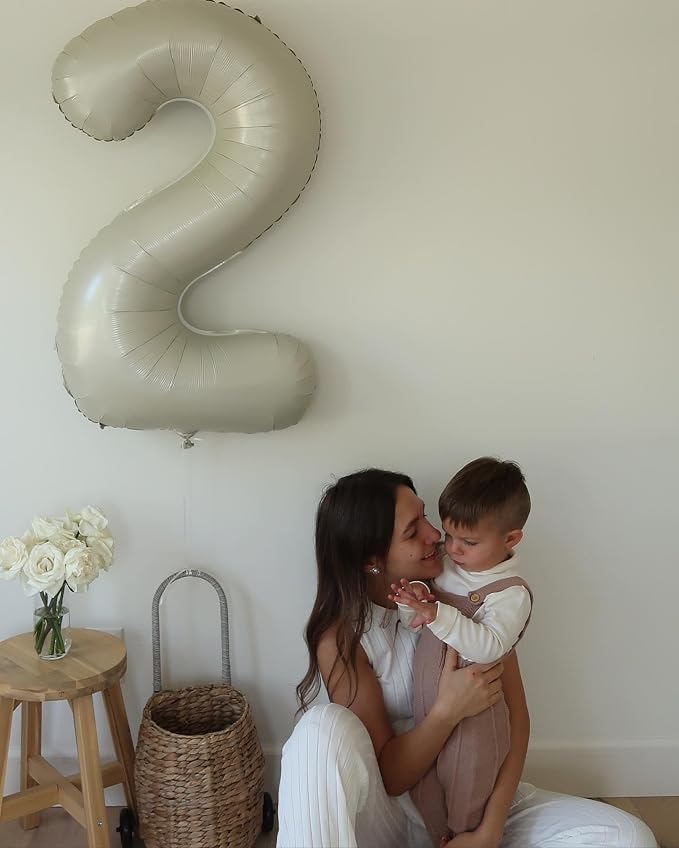 7 Balloon - Cream Birthday Number Balloons, 40 Inch Decorations Men Women | - Image 8