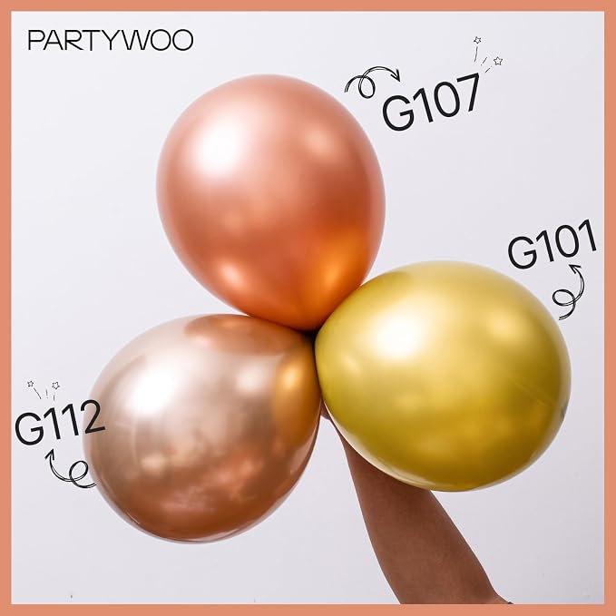 PartyWoo Rose Gold Balloons 50pcs Metallic Chrome Rose Gold Color | 5 Inch - Image 5