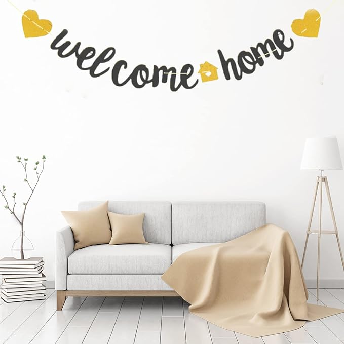 Welcome Home Banner with Two Heart and A Vivid Home Sign Flash Party Decorations - Image 4