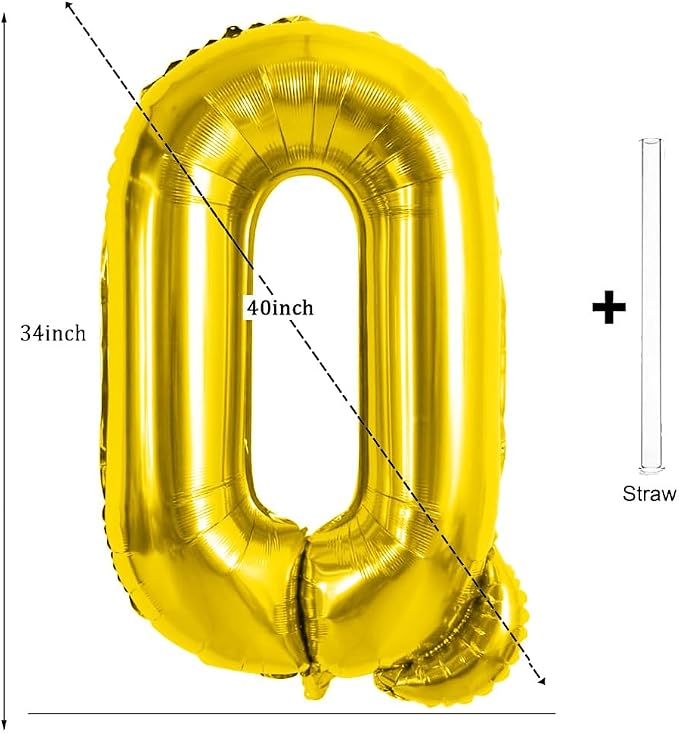 Gold Letter Balloons 40 Inch Large Letter Q Balloon Aluminum | Foil Mylar Big - Image 2