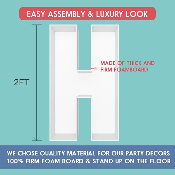 2FT Letter H Mosaic Balloon Frame Letter DIY Fillable Letters Kit - Image 2