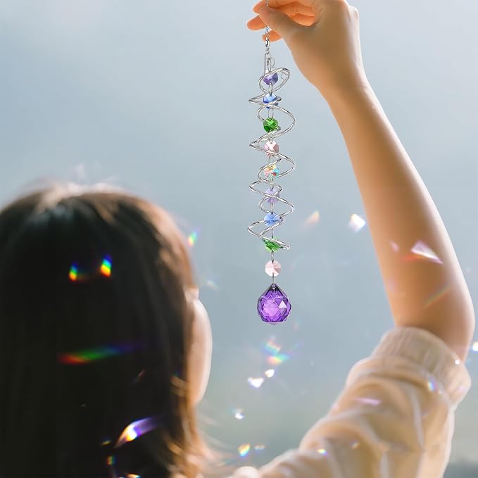 5 Pack Crystal Suncatcher Gazing Ball Spiral Wind Spinner Garden Decor | - Image 5