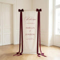 Personalized Wedding Welcome Banner Linen – Custom Names & Date, Elegant Fabric by Custom