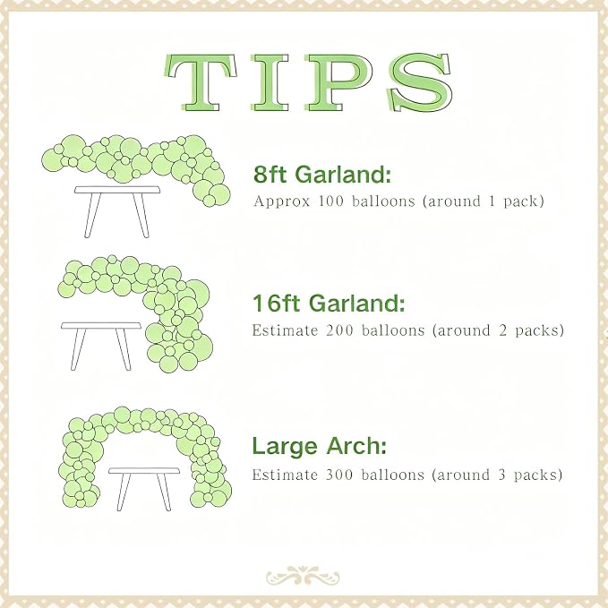 CROSSFINGERS Sage Green White Balloon Garland Arch Kit - Image 6