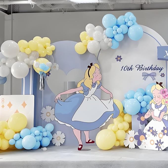 Pastel Yellow Blue White Balloon Garland Arch Kit - Image 4