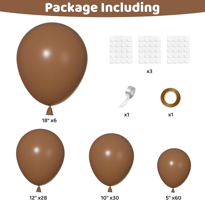 Ouddy Party 129Pcs Brown Balloons Different Sizes 18 12 10 5 Inch, Latex - Image 2