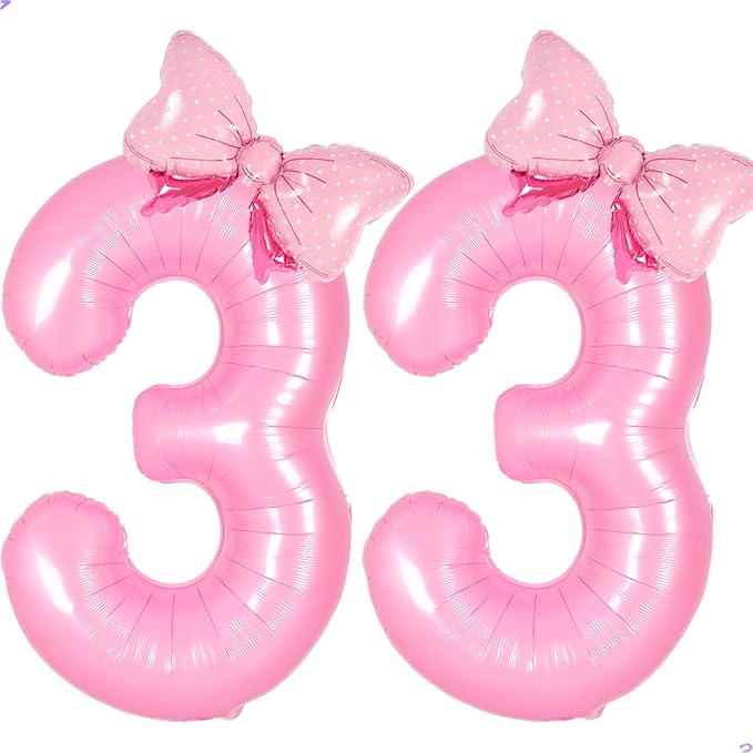 Pink Coquette Birthday Decorations 33 Balloon Numbers by Unknown