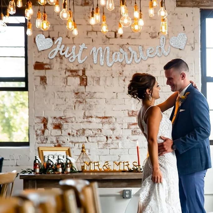 BEISHIDA Silvery Just Married Banner - Image 4