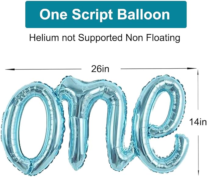 2Pcs Light Blue One Balloon for Birthday Party Decoration | Large Foil Helium - Image 3