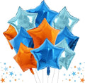 TONIFUL 15 Pack Blue Light Blue Orange Star Foil Balloons | 18 Inch Mylar Star by TONIFUL