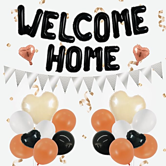 TONIFUL 16Inch Black Welcome Home Balloons Banner, Housewarming Party Decor | by TONIFUL
