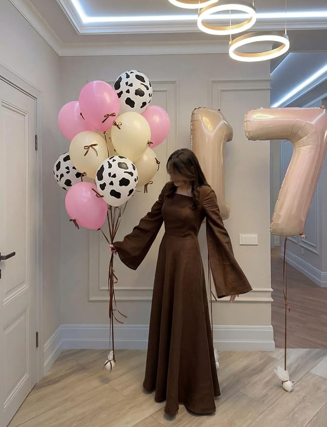 Cow Print Balloons, Pastel Pink, Nude & White Latex Balloon - Image 4