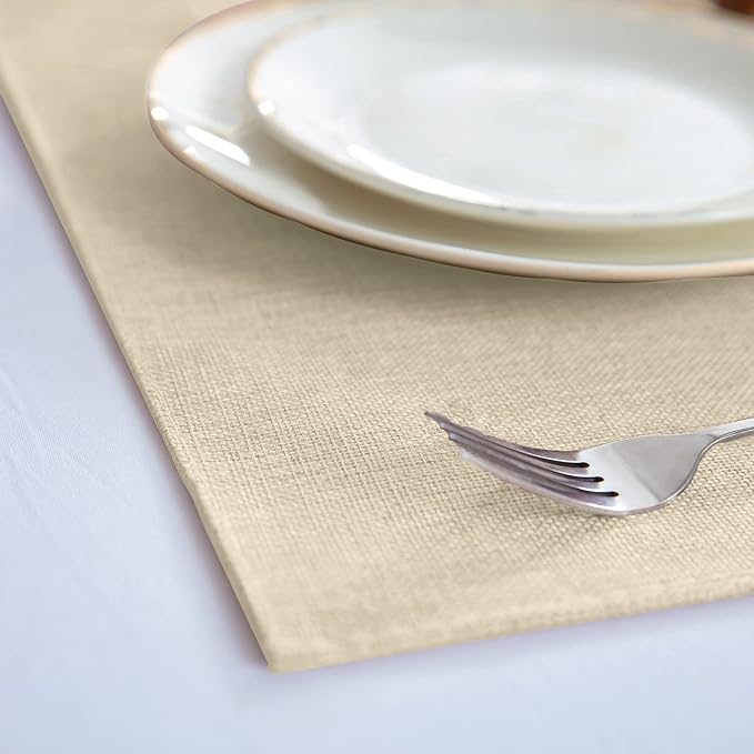 Cloth Placemats Set of 8, Linen Type Fabric Placemats Machine Washable Heat - Image 2