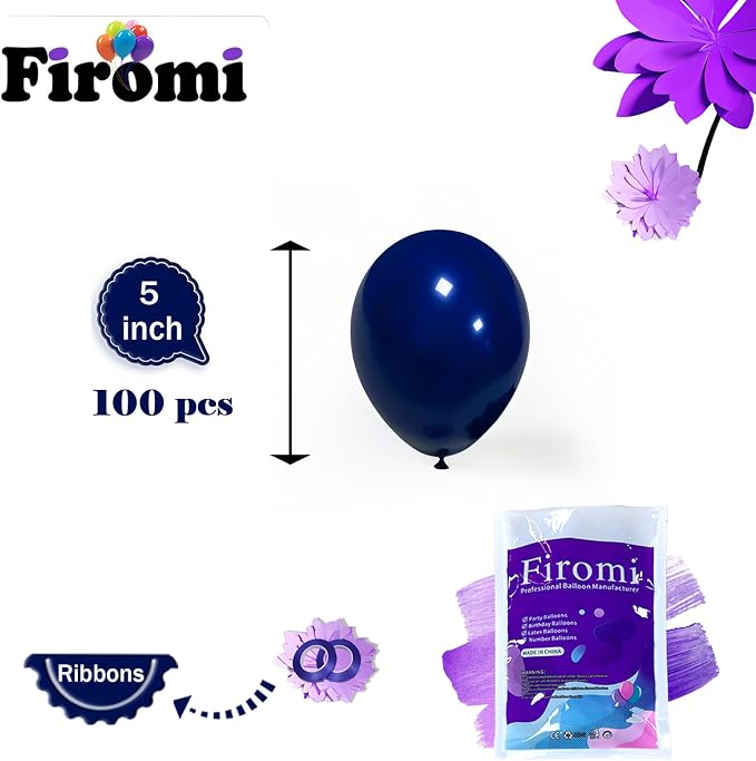 Firomi Navy Blue Balloons 5- inch 100pcs | Samll Helium Shiny Thicken Latex - Image 2