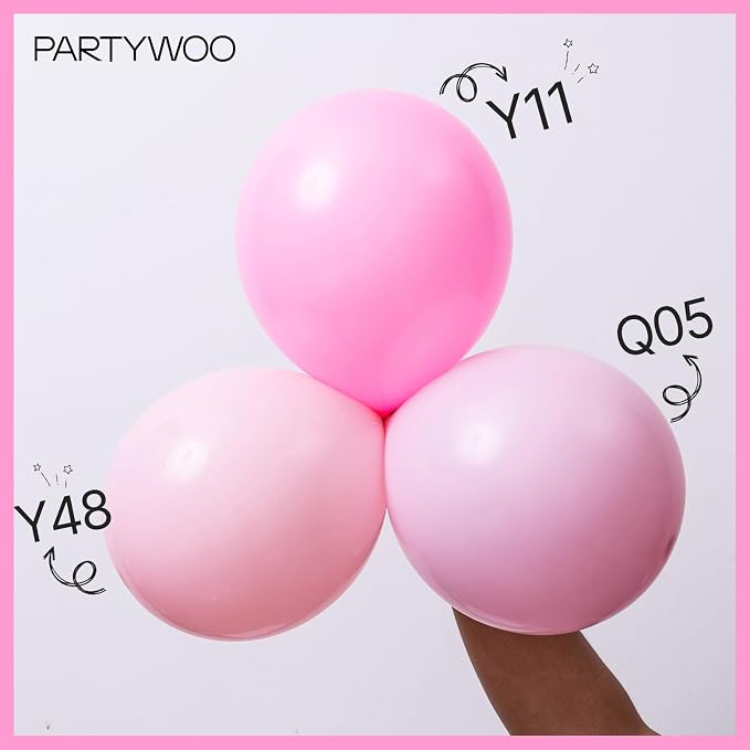 PartyWoo Pink Balloons 101pcs Pink Matte Latex Helium Balloons 12 Inch | Girl - Image 5