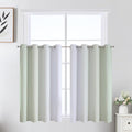 Sage Green and Greyish White Ombre Short Blackout Cafe Curtains 36 Inch Length by ESTELARTEXTILER