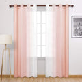 DWCN Blush Pink Faux Linen Ombre Sheer Curtains by DWCN